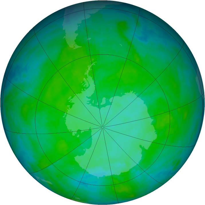 Antarctic ozone map for 23 December 1985